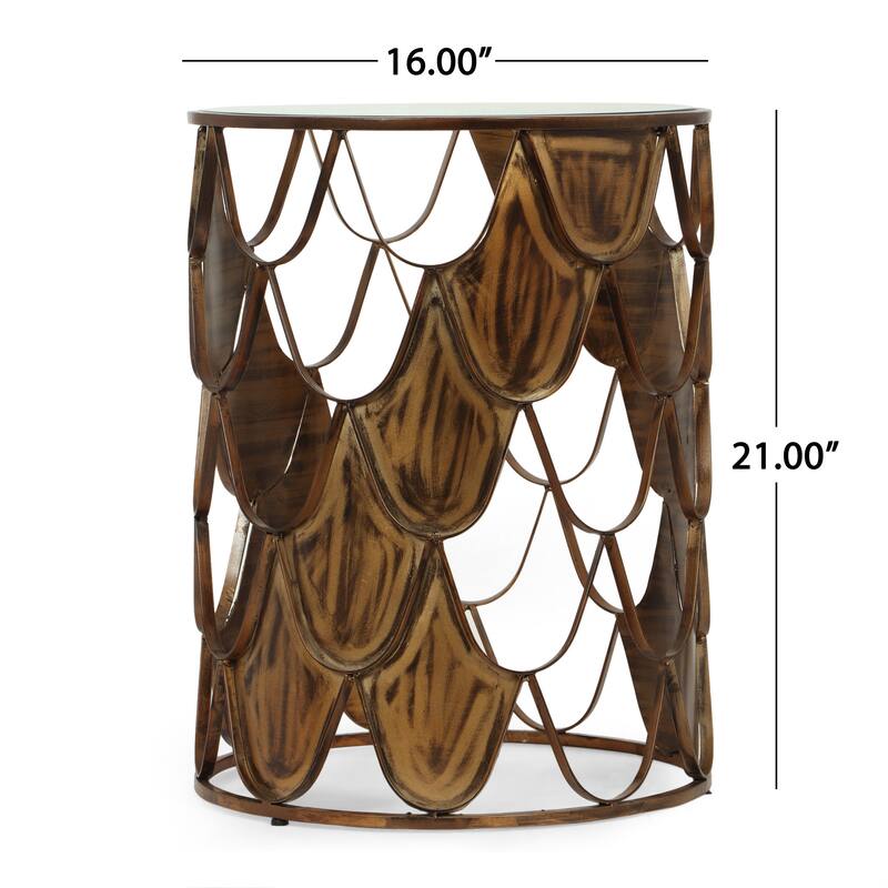 Sautter Boho Glam Handcrafted Glass Top Fish Scale Side Table by Christopher Knight Home - 16.00" L x 16.00" W x 21.00" H