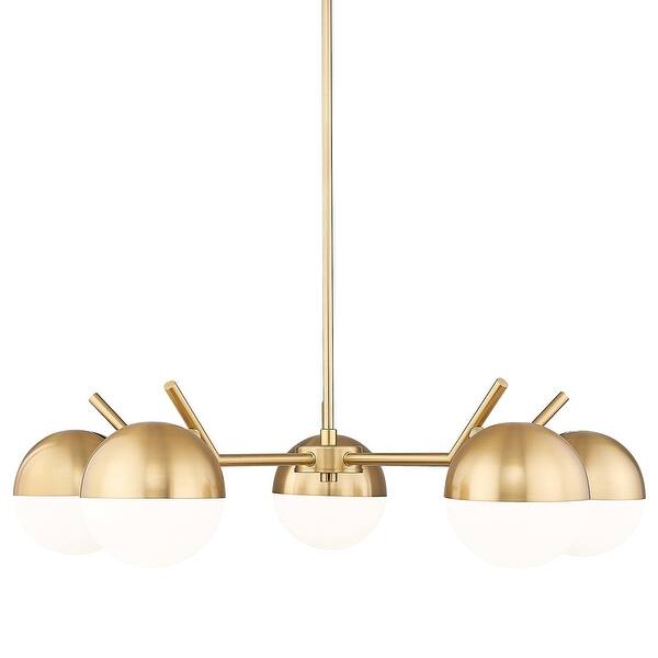 slide 2 of 8, Z-Lite 7517-5 Realm Sphere 5 Light 32" Wide Chandelier Modern Gold