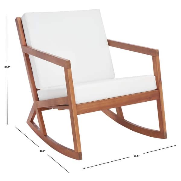 dimension image slide 4 of 6, SAFAVIEH Outdoor Patio Furniture Vernon Rocking Chair w/ Cushion - 25.6" W x 37.7" D x 30.7" H