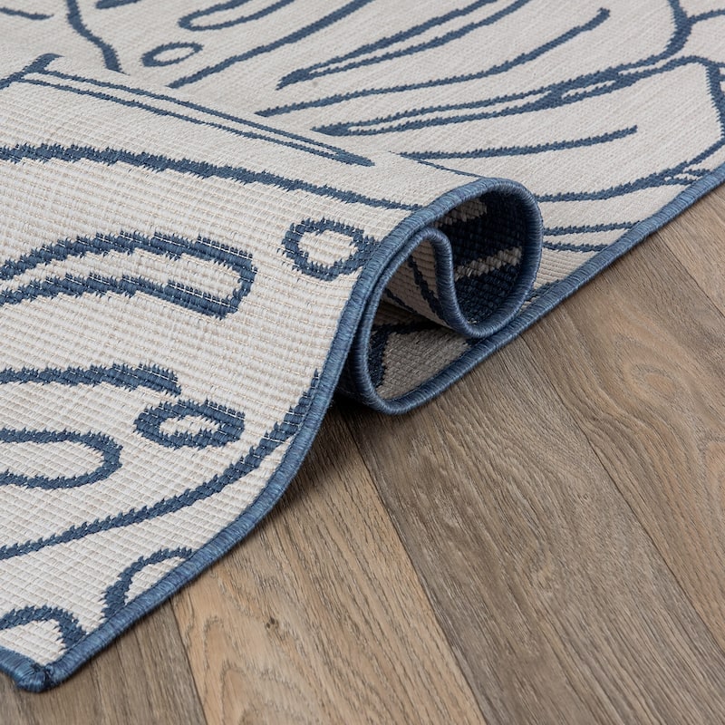 World Rug Gallery Contemporary Tropical Leaves Indoor/Outdoor Area Rug