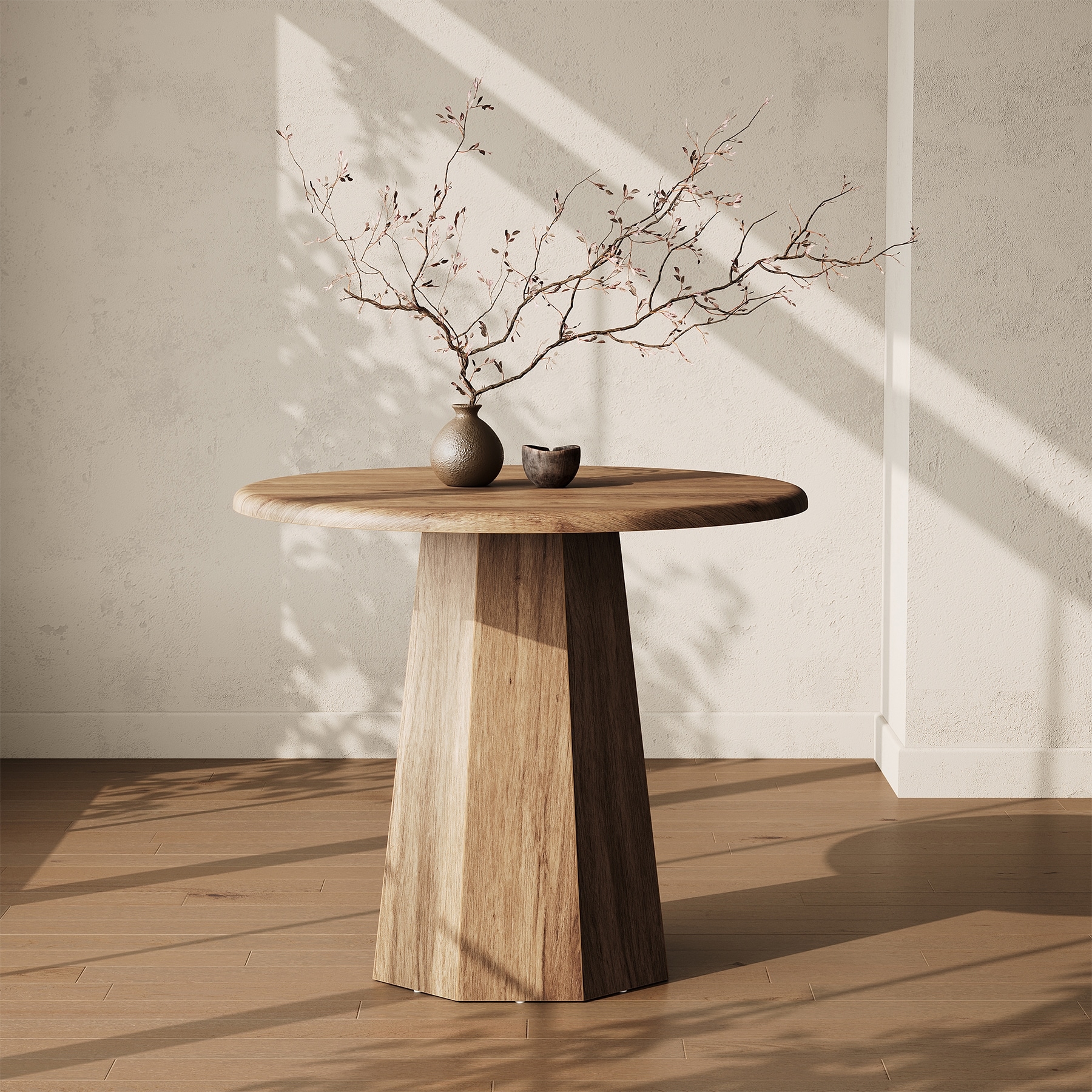 31.5" Round Dining Table for 4, Wood Kitchen Table for Dining Room