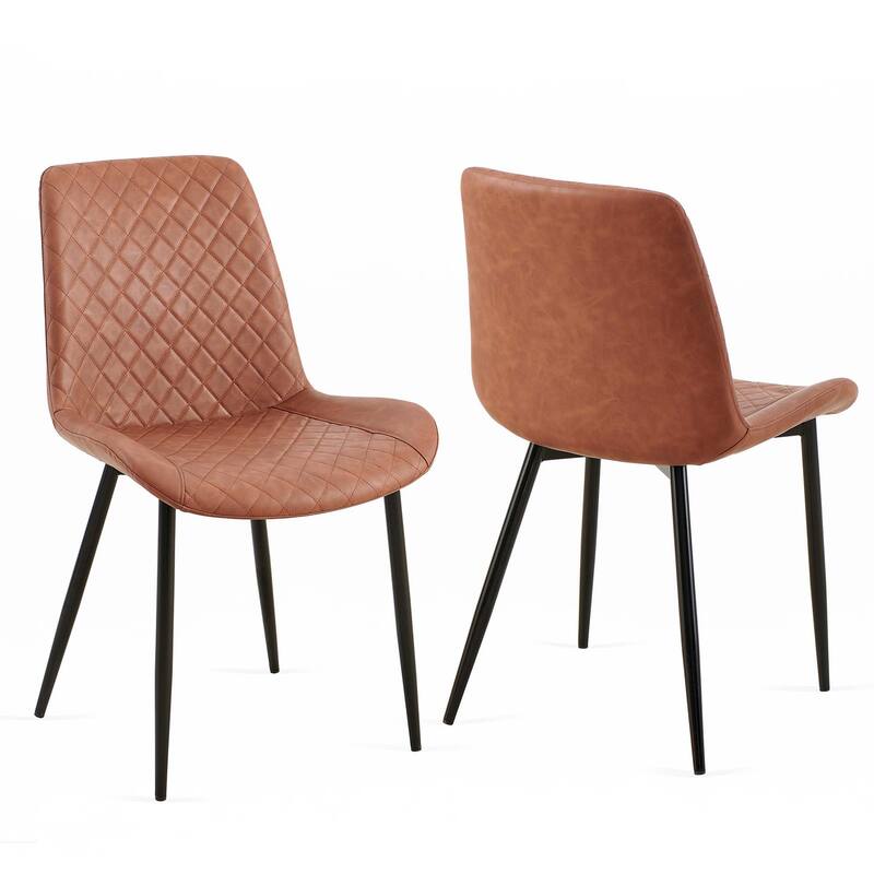 Mid-Century Leathaire Dining Chairs,Side Chair with Metal Legs