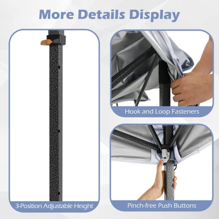 Oxford Fabric Metal Pop Up Canopy Tent with Bag and Adjustable Height