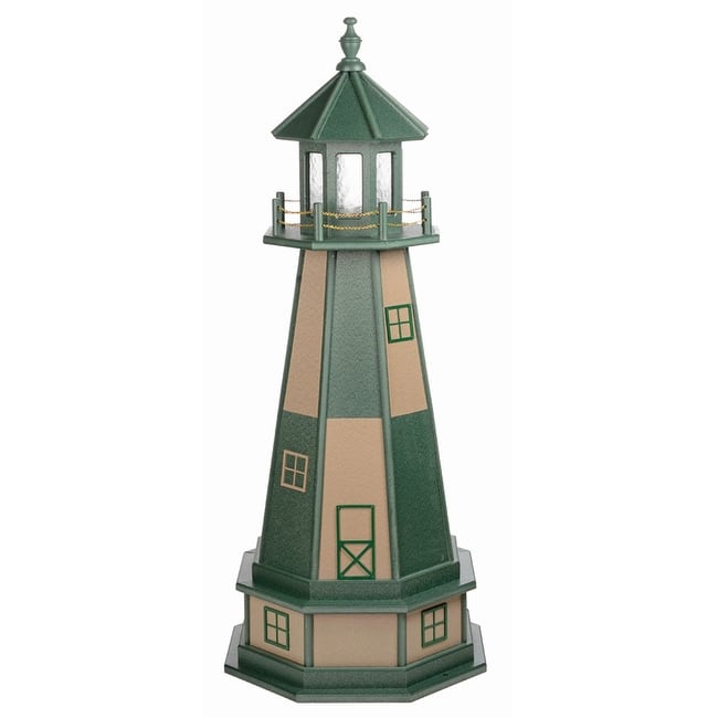 Cape Henry Turf Green and Weatherwood Poly Lighthouse with Base - Bed ...