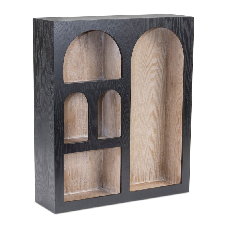 Arched Wooden Wall Shelf - 22" - Black and Brown