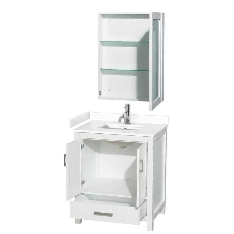 Wyndham Collection Sheffield 30" Single Bathroom Vanity, Carrara