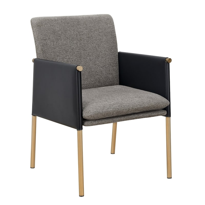 Brass/Gray Fabric Upholstered Metal Frame Dining Chair, Sturdy Dining Chair for Dining Rooms - 20.5