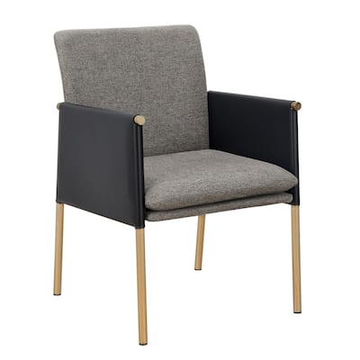 Brass/Gray Fabric Upholstered Metal Frame Dining Chair, Sturdy Dining Chair for Dining Rooms - 20.5