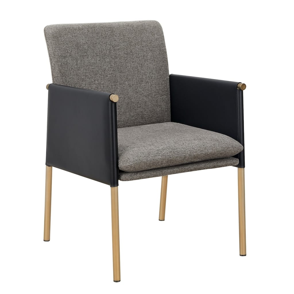 Brass/Gray Fabric Upholstered Metal Frame Dining Chair, Sturdy Dining Chair for Dining Rooms - 20.5