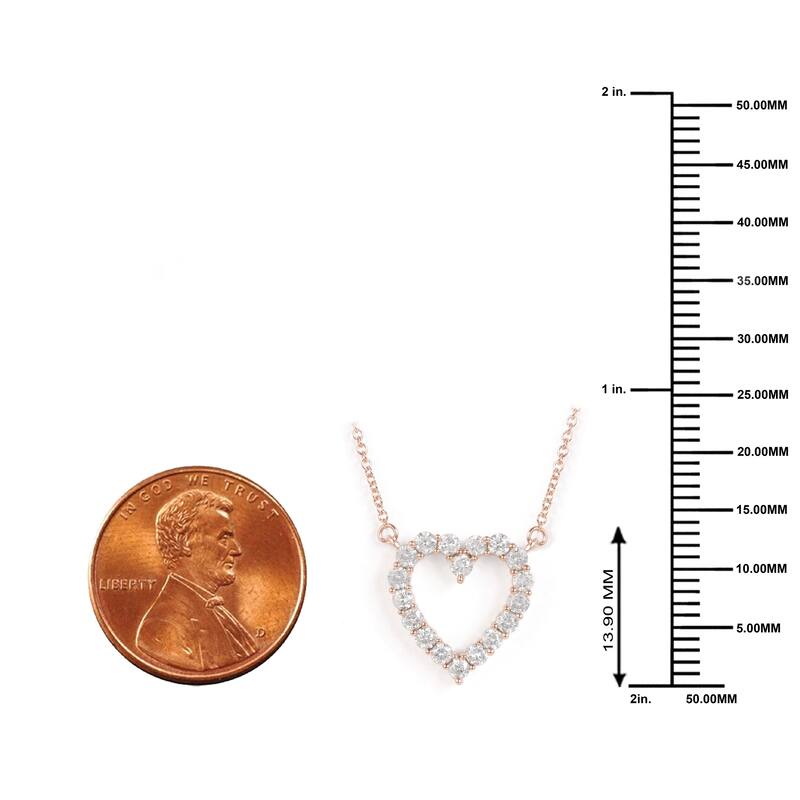 IGI Certified 14K Gold 1/2ct Diamond Open Heart Pendant Necklace for Women