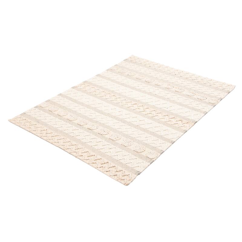 ECARPETGALLERY Braid weave Sienna Cream Wool Rug - 5'3 x 7'3