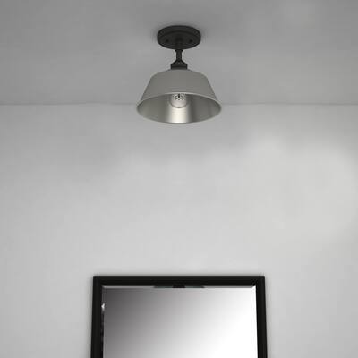 1 Light Ceiling fixture in Burning gray with Painted Slive Metal Shade - Burning gray - W:9.84*H:9.17