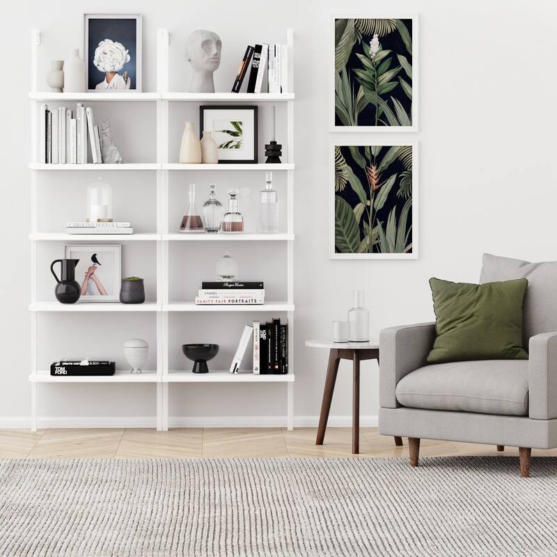 Nathan James Theo 5-Shelf Ladder Bookcase Wood with Metal Frame
