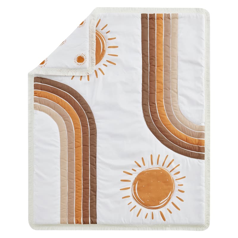 Rainbow Vintage Boho Sun Boy Girl Neutral Sweet Jojo Designs 6p Crib Bedding + BreathableBaby Breathable Mesh Liner