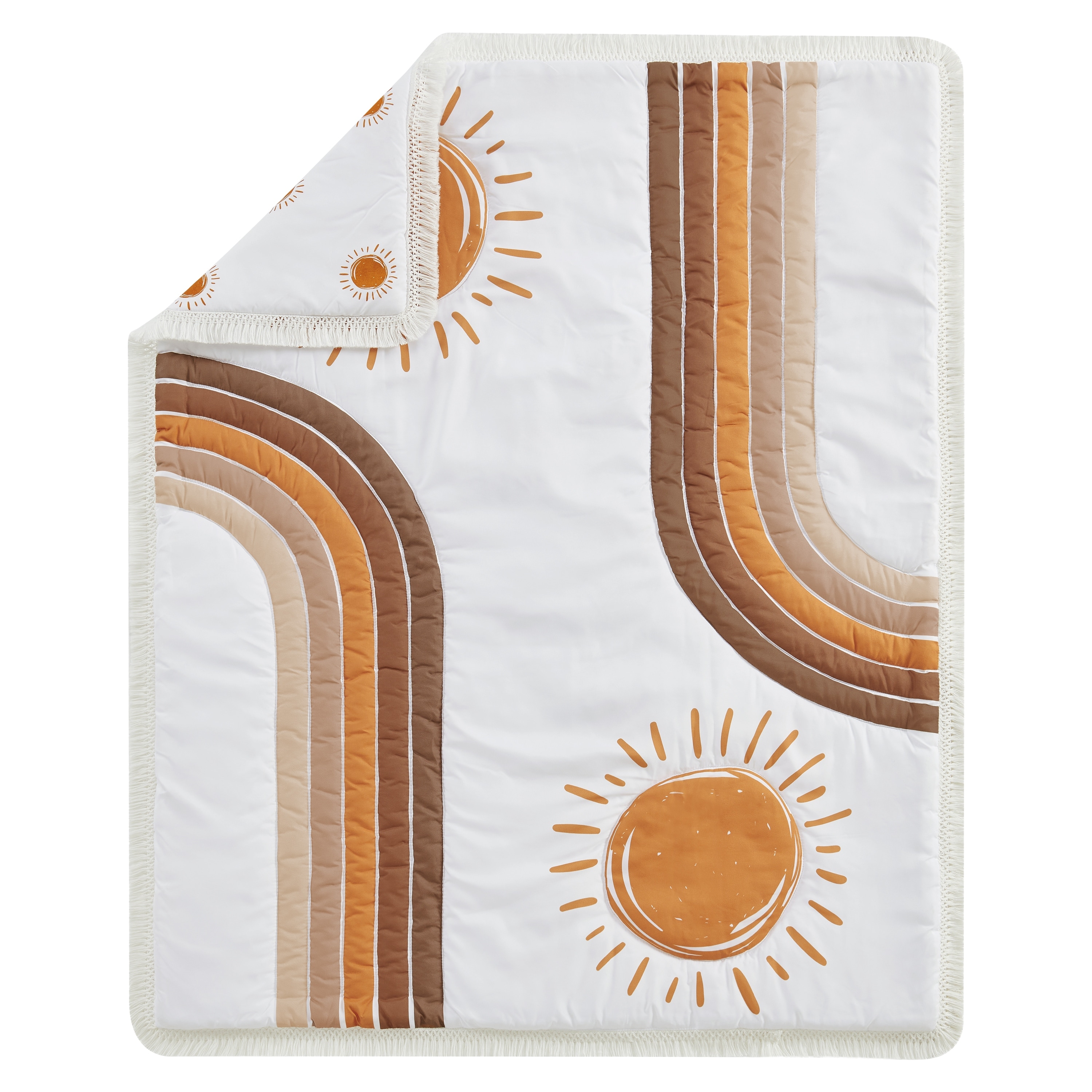 Sweet Jojo Designs Boho Sun White and Orange 3 Piece Crib Bedding Set Set of 3