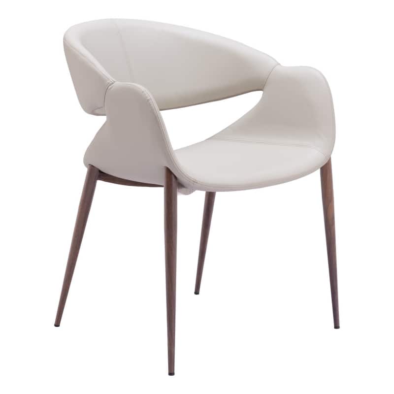 HomeRoots Set of Two Beige and Brown Upholstered Faux Leather Open Back Dining Arm Chairs - 25' X '32.3' X '25