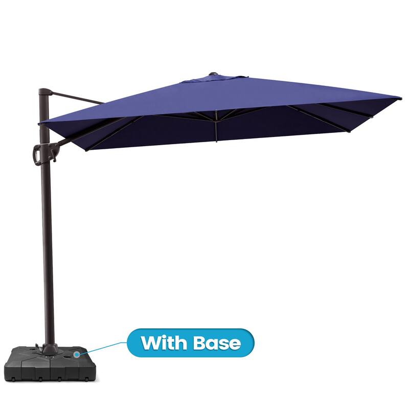 9 FT x 10.5 FT Outdoor Patio Umbrella Cantilever-Offset Umbrella with Base - Navy Blue