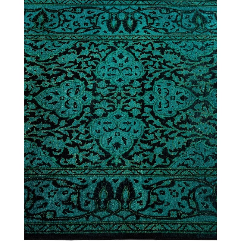 Overton Hand Knotted Wool Vintage Inspired Modern Contemporary Overdyed Blue Area Rug - 2' 9" x 10' 2"