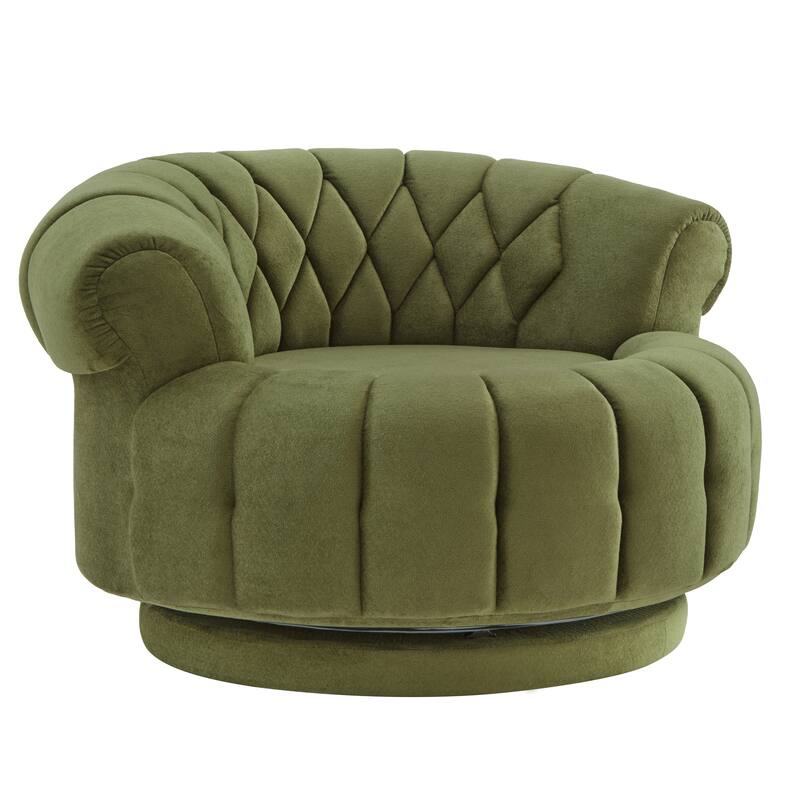 360° Swivel Chair Accent Chair Chenille Upholstered Single Sofa Chair Round Club Chair for Living Room Bedroom