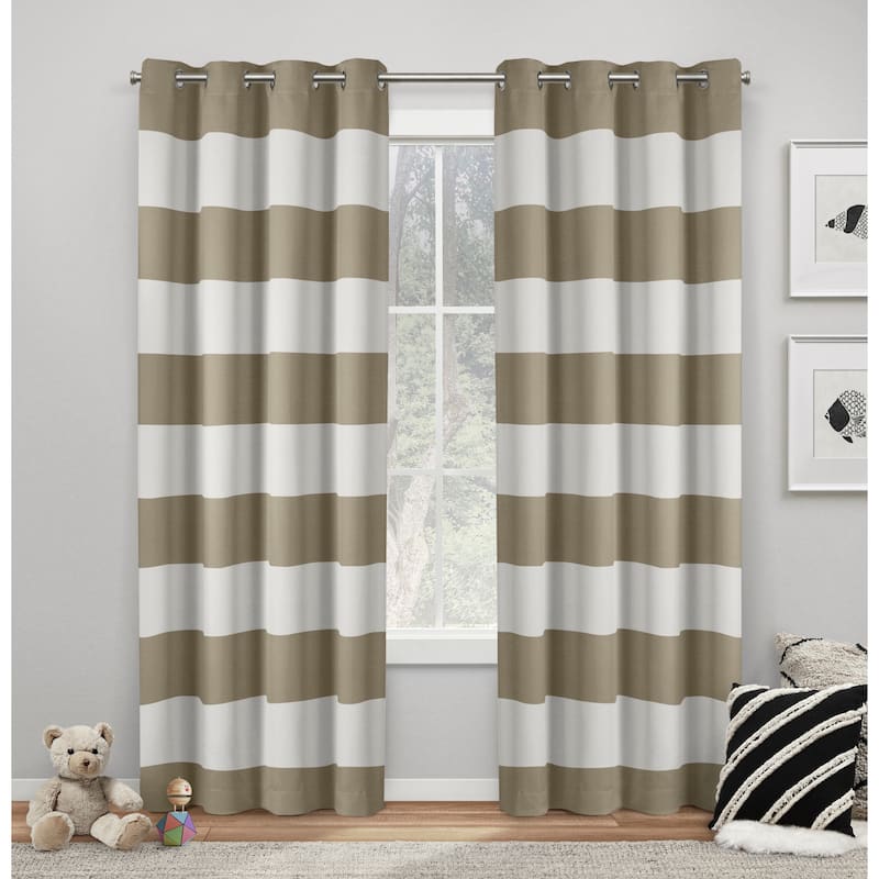 ATI Home Rugby Sateen Room Darkening Blackout Grommet Top Curtain Panel Pair - 52x84 - Taupe