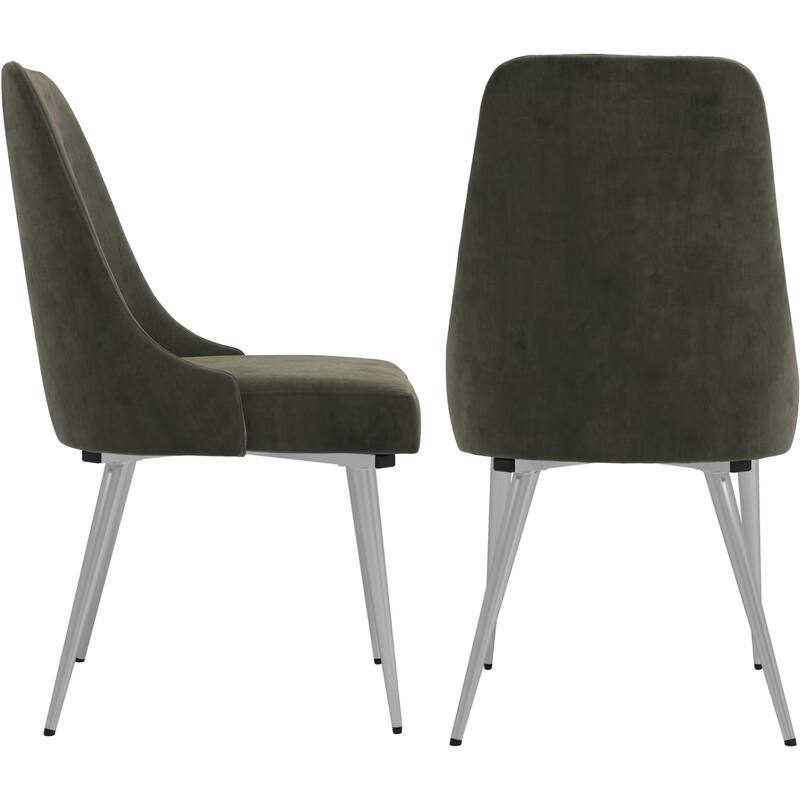 MidCentury Timeless Design Grey Velvet Dining Chairs with Chrome Legs