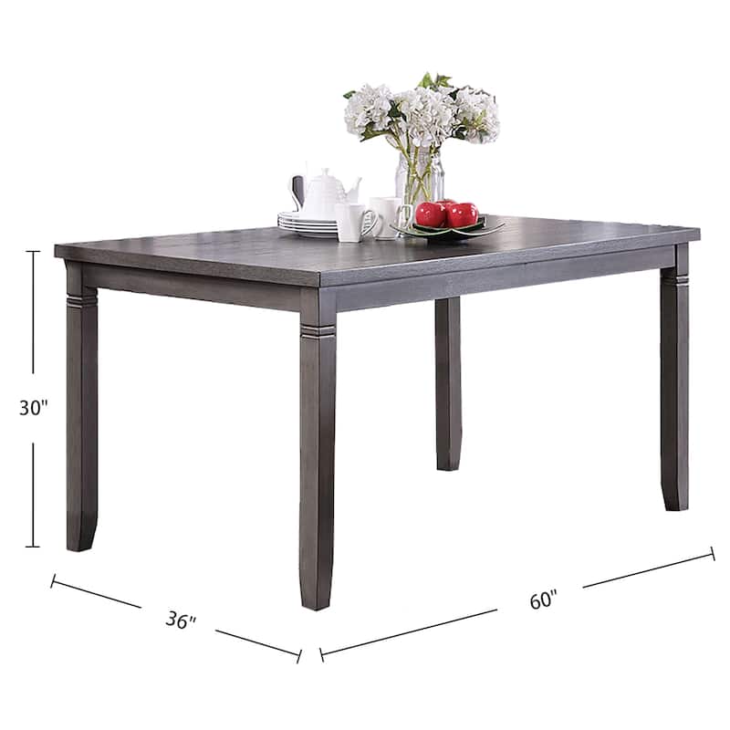 6 Piece Wooden Dining Set with Fabric Upholstered Chairs in Grey