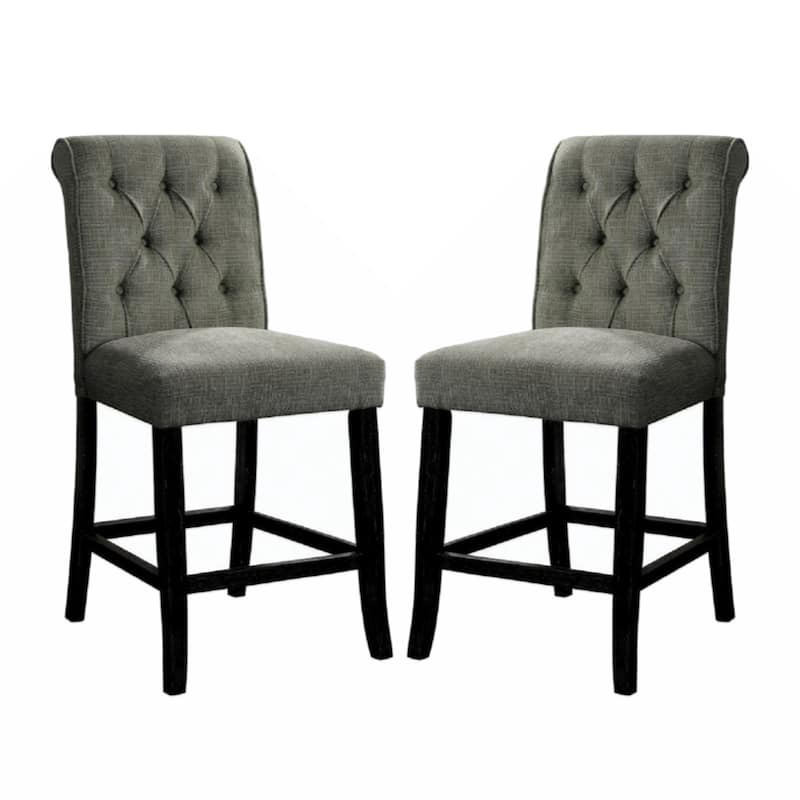 Set of 2 Fabric Upholstered Dining Chairs in Antique Black and Gray - Antique Black