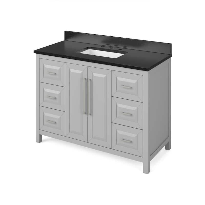 Jeffrey Alexander VKITCAD48R-GRANITE Cade 48" Free Standing Vanity Set - Grey / Black - Steel Finish
