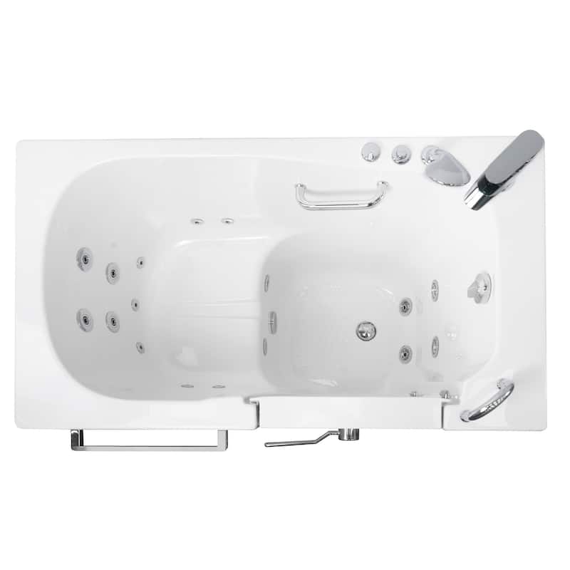 Ella Zen Acrylic Hydro Massage Walk in Tub 30"x52", 2 Piece Faucet
