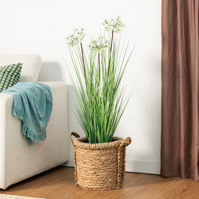 Glitzhome 3.25ft. Onion Grass Artificial Plants in Pot - 18.00"D X 39.50"H