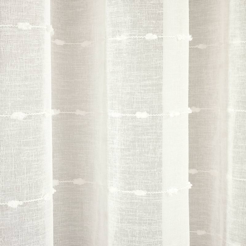 Lush Decor Farmhouse Textured Grommet Sheer Window Curtain Panel Pair