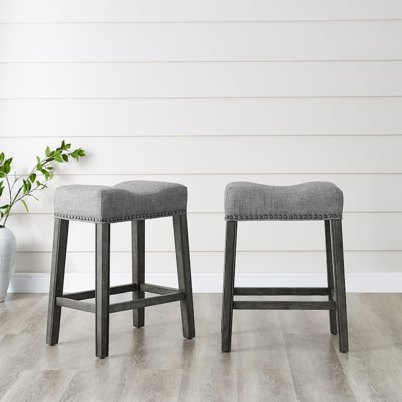 The Gray Barn Barish Backless Saddle Seat Counter Stools (Set of 2) - Grey