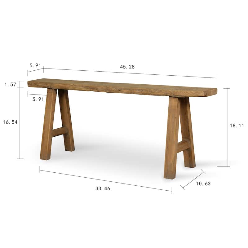 Artissance 43"L Natural Wood Indoor Outdoor Small Noodle Bench, Entryway Hallway Patio Seating