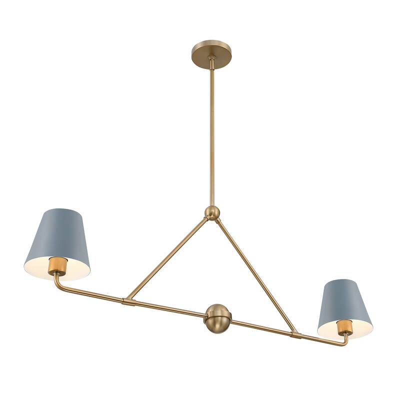 Xavier 2 Light Vibrant Gold and Blue Chandelier - 42"W x 15"H x 6"D
