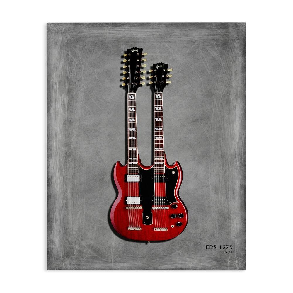 Stupell Red Double Neck Guitar Canvas Wall Art Design By Mark Rogan