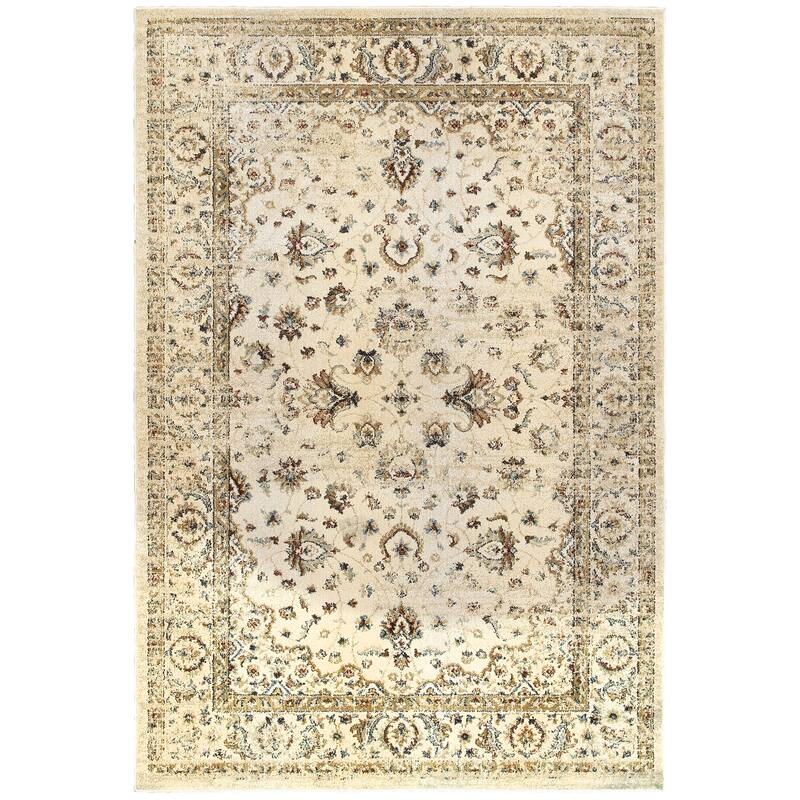 Style Haven Echo Arabesque Distressed Traditional Area Rug - 9'10" x 12'10" - Cream/Gold - Rectangle