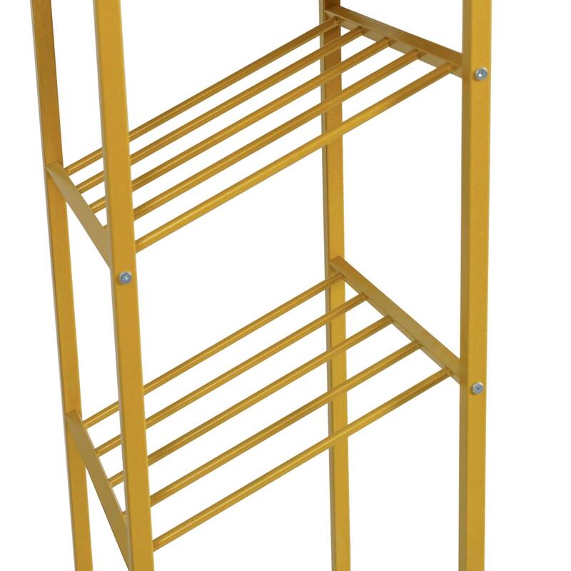 Modern Freestanding Metal Bar Table with Bottle and Stemware Storage