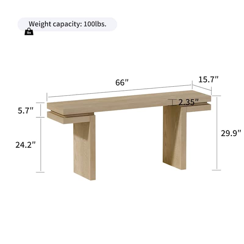66" Rectangular Wood Veneered Console Table