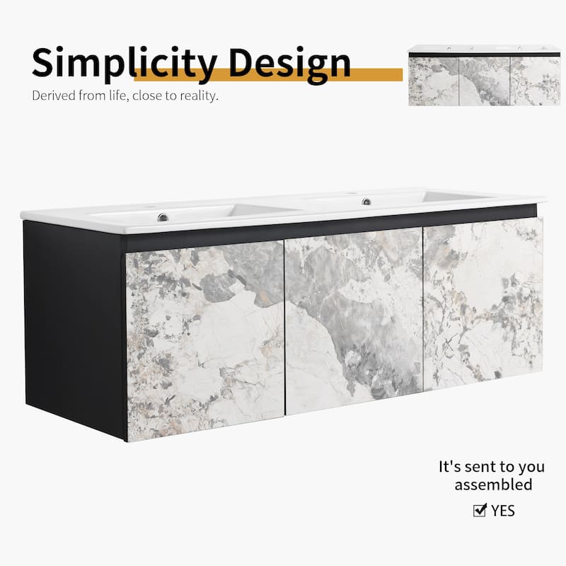 Bathroom Vanity With Sink In 24/30 Inch, Floating Bathroom Vanity with Soft Close Door