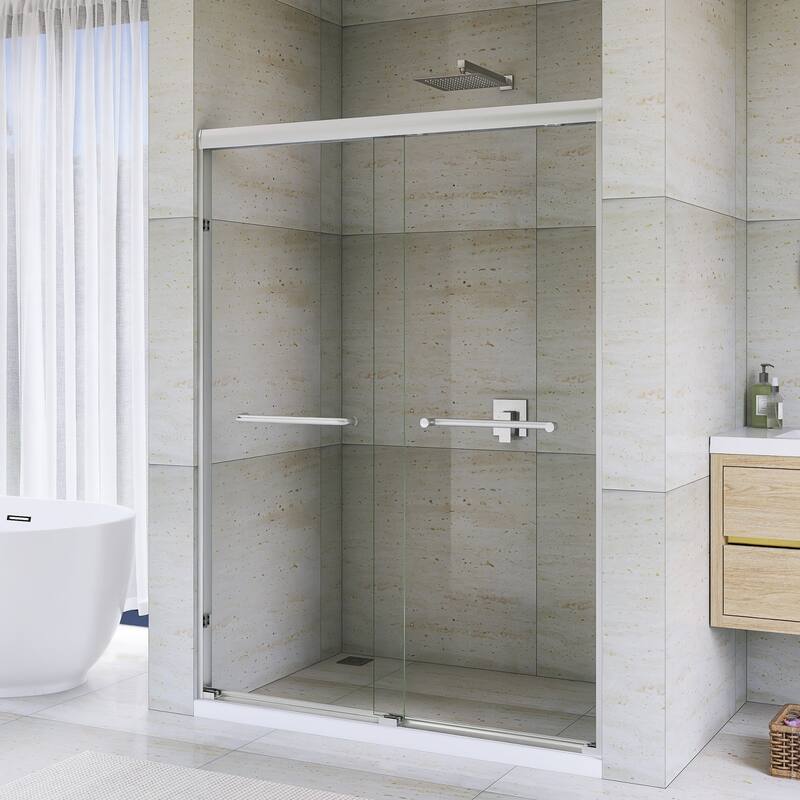 Double Sliding Framed Shower Door in Matte Black Finish