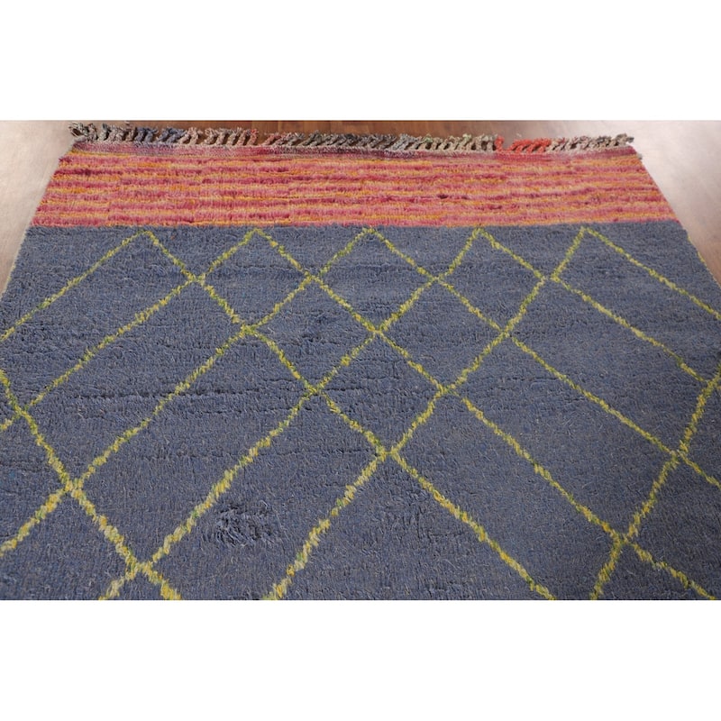 Trellis / Moroccan Style Area Rug Hand-Knotted Wool Carpet - 5'11" x 9'7"