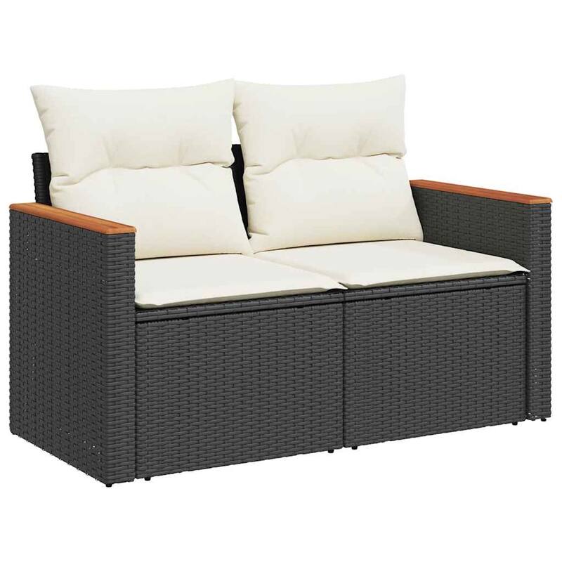 vidaXL Patio Sofa Set with Cushions Outdoor Furniture 11 Piece Poly Rattan - 24.4 x 24.4 x 27.2 in