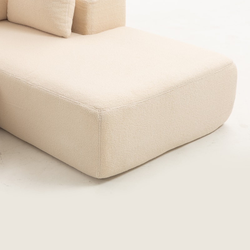 L-Shaped Modular Sectional Sofa, Full Foam Compressed Deep Seat Sofa, Upholstered Corner Sofa with 5 Throw Pillows