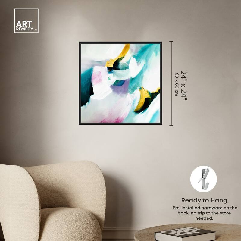Art Remedy Still Violas Ii Framed Blue Abstract 1 Piece Canvas Wall Art