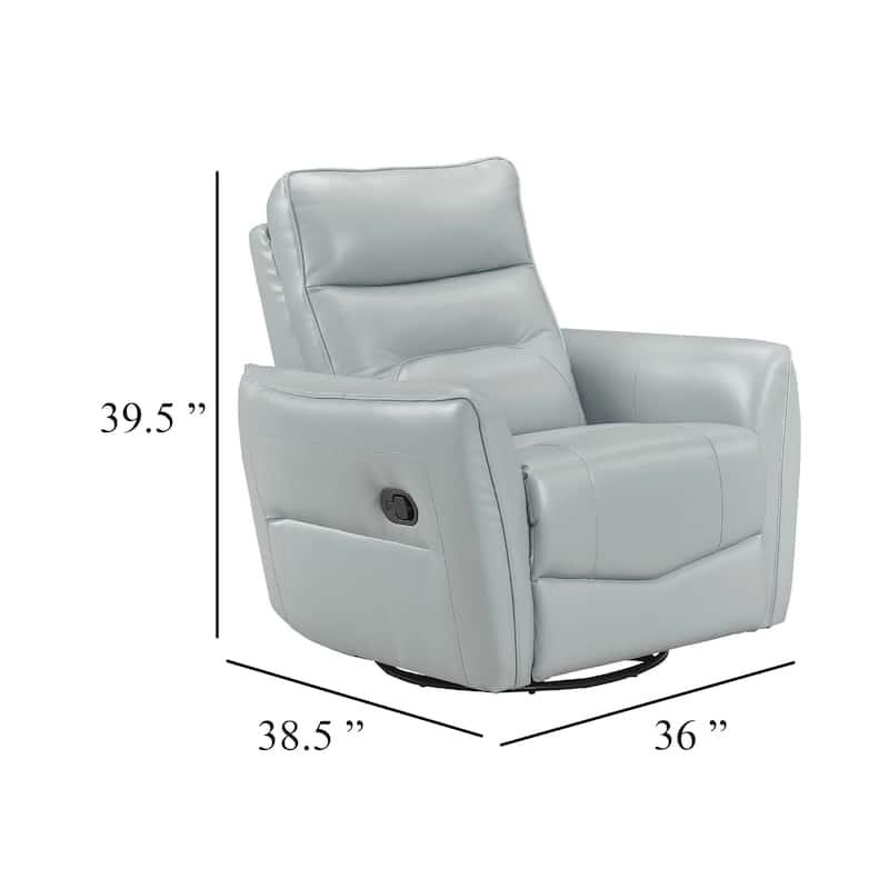 Temy Swivel Glider Manual Reclining Chair, Aqua Blue Top Grain Leather