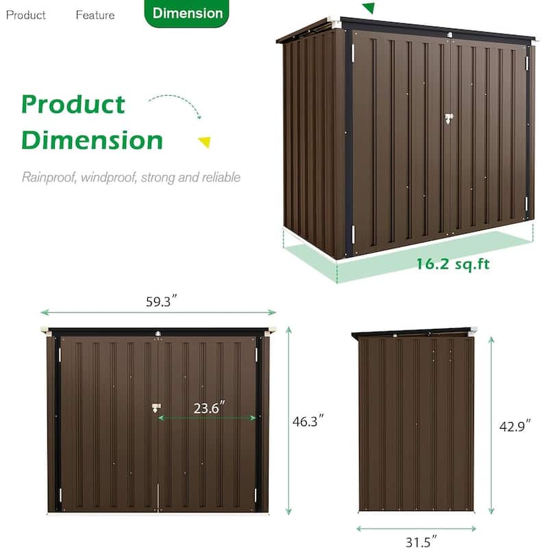 AECOJOY 46 Cu.Ft Horizontal Outdoor Storage Cabinet Box Sheds w/ Lockable Door - 46 Cu. Ft