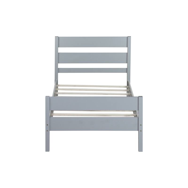 Twin Size Platform Bed with Headboard and Footboard, Rubber Wood