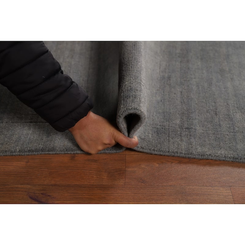 Solid Gray Gabbeh Oriental Area Rug Hand-Knotted Wool Carpet - 6'8" x 9'10"