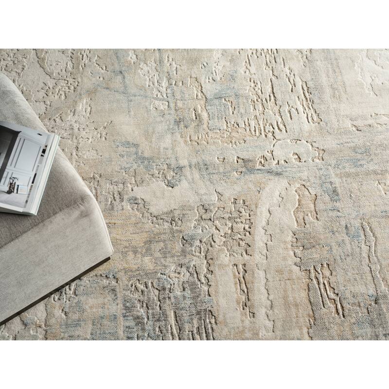 Infinity Handmade Wool/Nylon in Ivory/Blue/Terracotta Area Rug