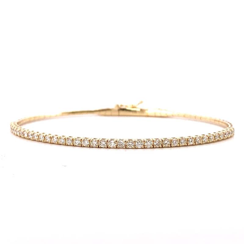 Kabella 14kt Gold Diamond Flexible Bangle - 6.5 - Yellow